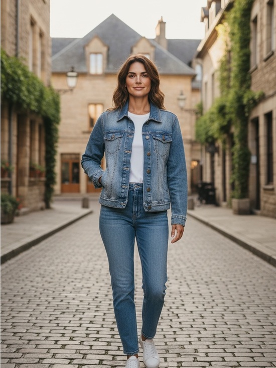 The Limited Jackets & Blazers - The Limited Light Blue Denim Jacket - Classic Button-Front